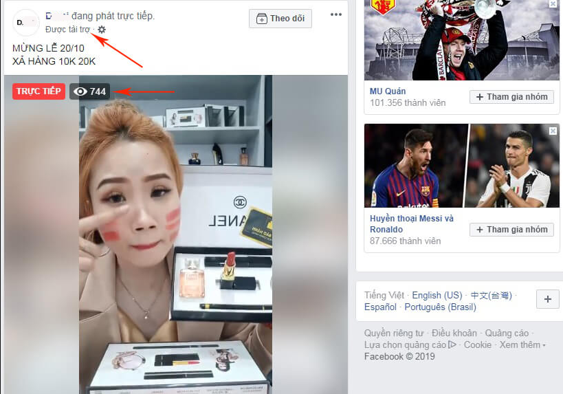 chay quang cao livestream