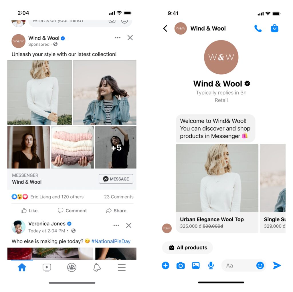 Setup quảng cáo đính kèm sản phẩm vào tin nhắn chào mừng imaged2e78c10 f0f9 4690 b277 85b402fcf94c